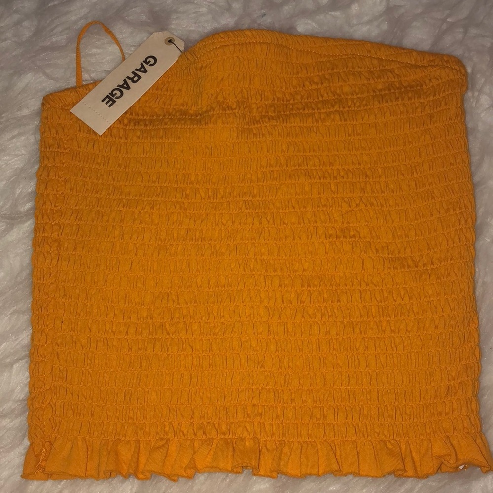 mustard yellow ribbed tube top